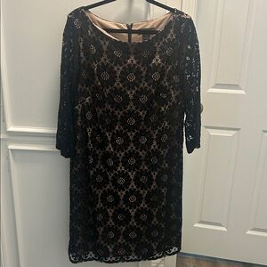 Jessica Howard Black Lace Long Sleeve Dress